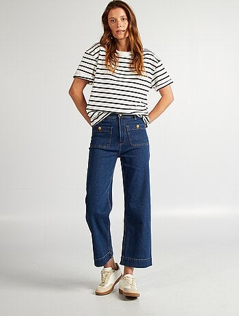 T-shirt en coton pour femme à col rond et manches courtes