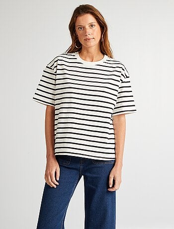 T-shirt en coton pour femme à col rond et manches courtes