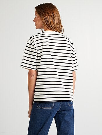 T-shirt en coton pour femme à col rond et manches courtes