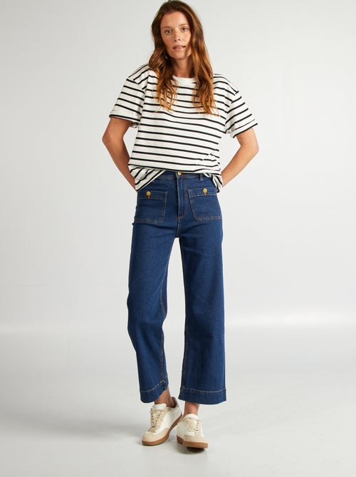 T-shirt en coton pour femme à col rond et manches courtes - Kiabi