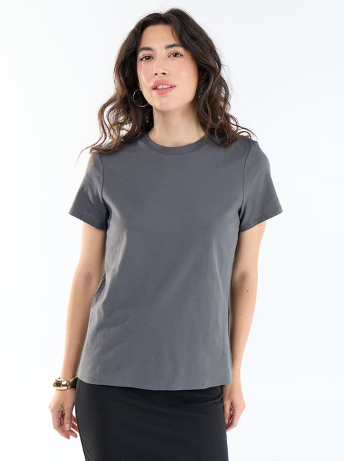 T-shirt en coton pour femme à col rond et manches courtes - Kiabi T-shirt en coton pour femme à col rond et manches courtes - Kiabi