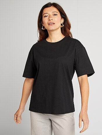 T-shirt en coton pour femme à col rond et manches courtes