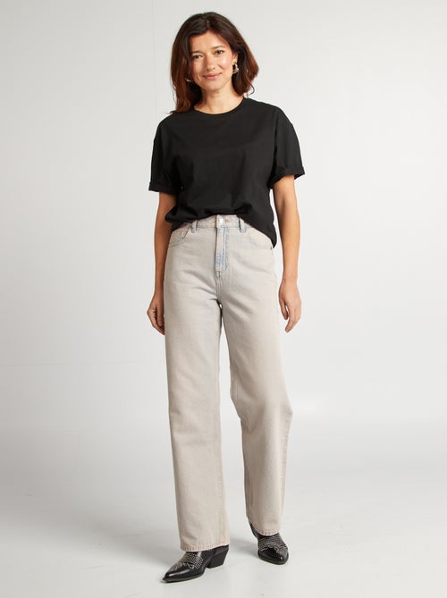 T-shirt en coton pour femme à col rond et manches courtes - Kiabi