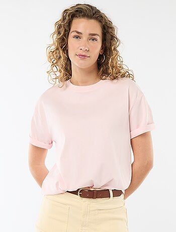 T-shirt en coton pour femme à col rond et manches courtes