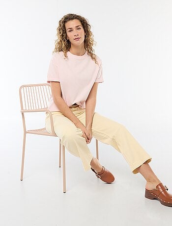 T-shirt en coton pour femme à col rond et manches courtes