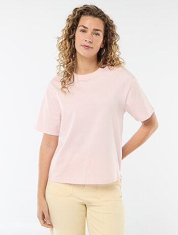 T-shirt en coton pour femme à col rond et manches courtes