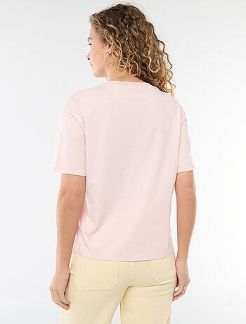 T-shirt en coton pour femme à col rond et manches courtes