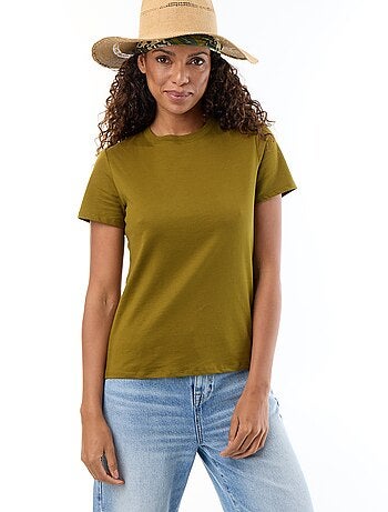 T-shirt en coton pour femme à col rond et manches courtes