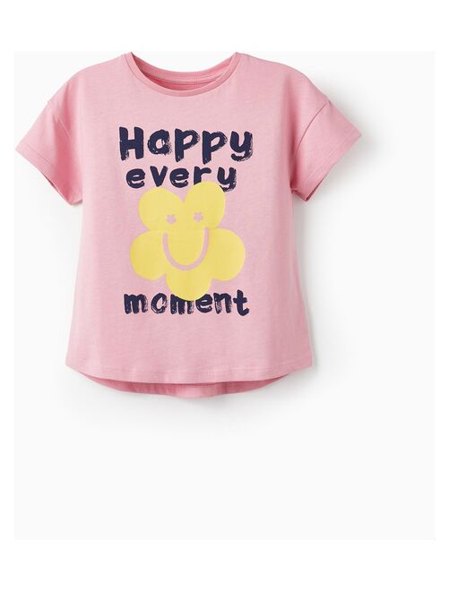 T-shirt en coton pour fille 'Happy Every Moment' manches courtes THE WAVE TRIBE - Kiabi
