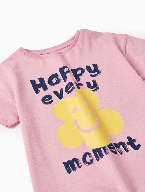 T-shirt en coton pour fille 'Happy Every Moment' manches courtes THE WAVE TRIBE - Kiabi