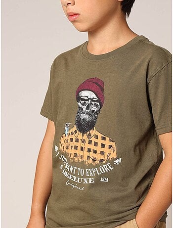 T-shirt en coton pour garçon avec imprimé hipster barbu 'deeluxe'