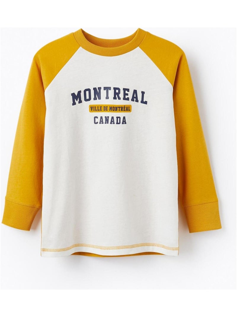 T-shirt en coton pour garçon 'Montréal' manches longues  ROYALS OFF DUTY Jaune - Kiabi