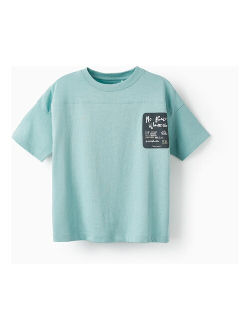 T-shirt en coton pour garçon 'No Bad Waves' manches courtes NO DRAMA IN THE BAHAMAS - Kiabi