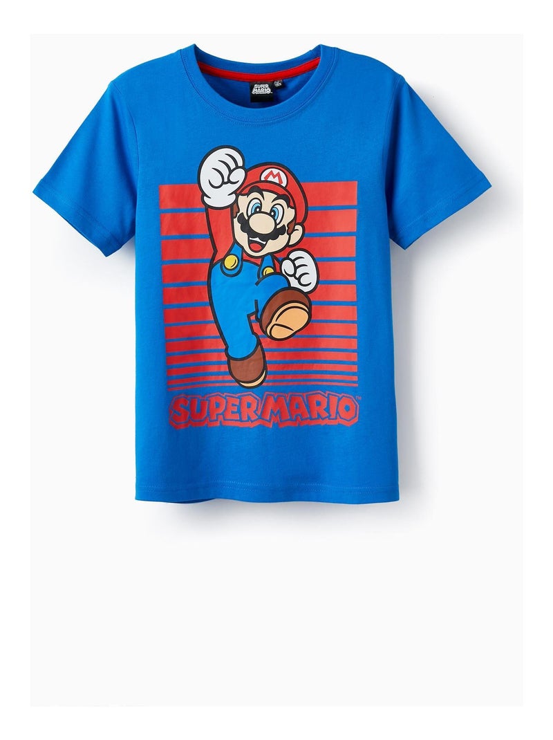 T-shirt en coton pour garçon 'Super Mario' manches courtes  LICENSE Bleu - Kiabi