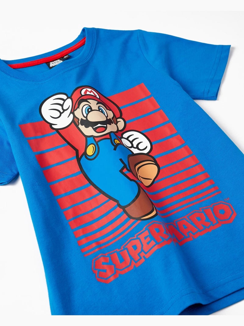 T-shirt en coton pour garçon 'Super Mario' manches courtes  LICENSE Bleu - Kiabi