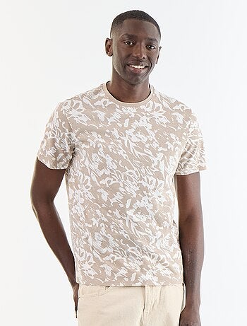 T-shirt en coton pour homme à col rond avec motif