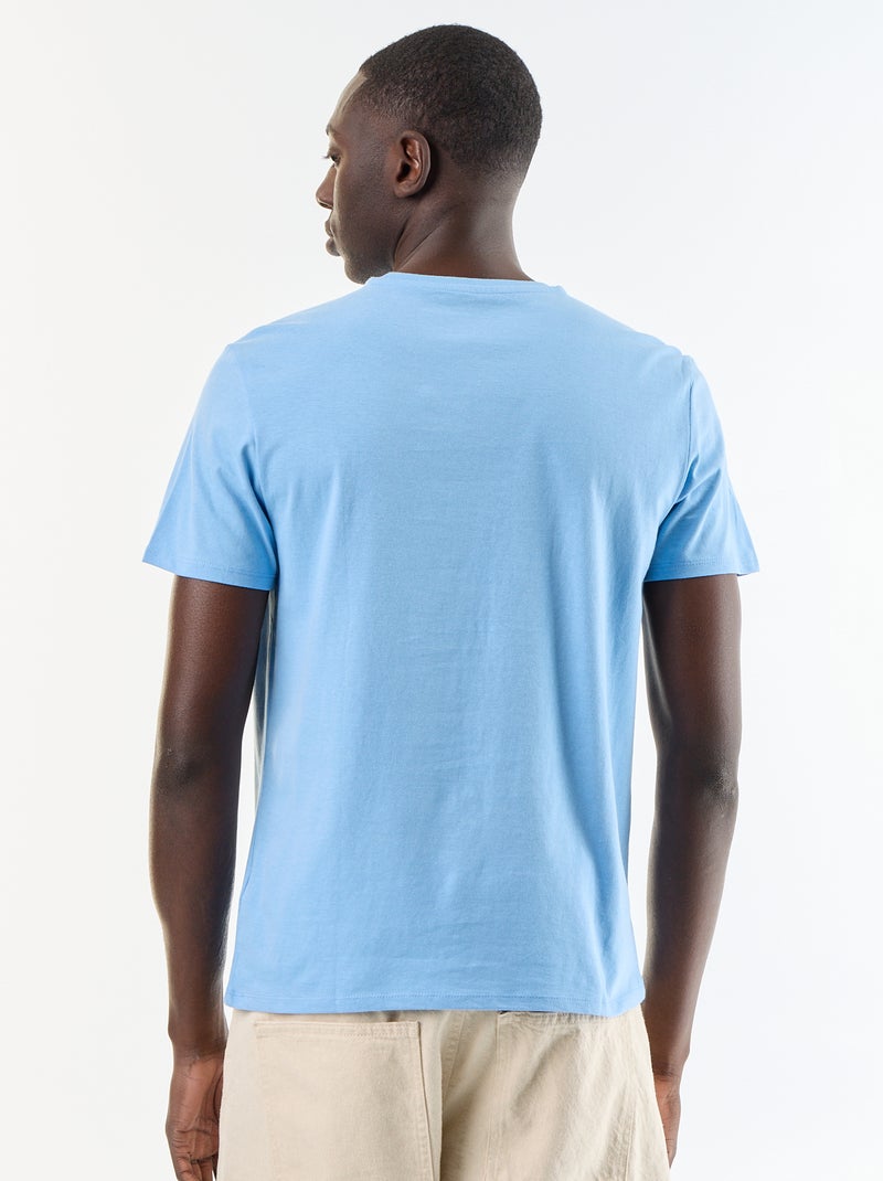 T-shirt en coton pour homme à col rond avec motif Bleu - Kiabi