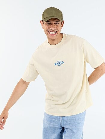 T-shirt homme en coton à col rond avec motif placé