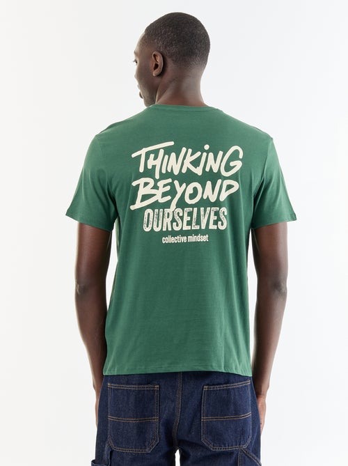 T-shirt en coton pour homme à col rond avec motif placé - Kiabi