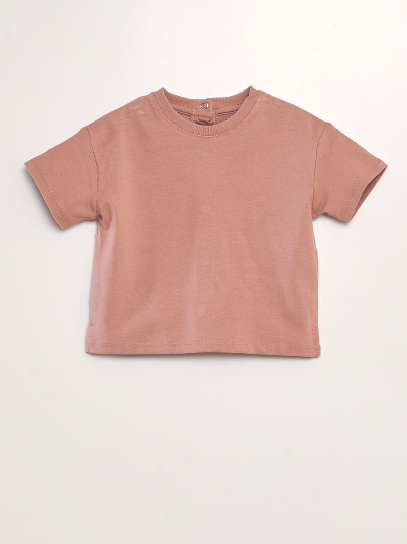 T-shirt en coton pressionné au dos - Tough Cotton™ - Mixte Rose - Kiabi