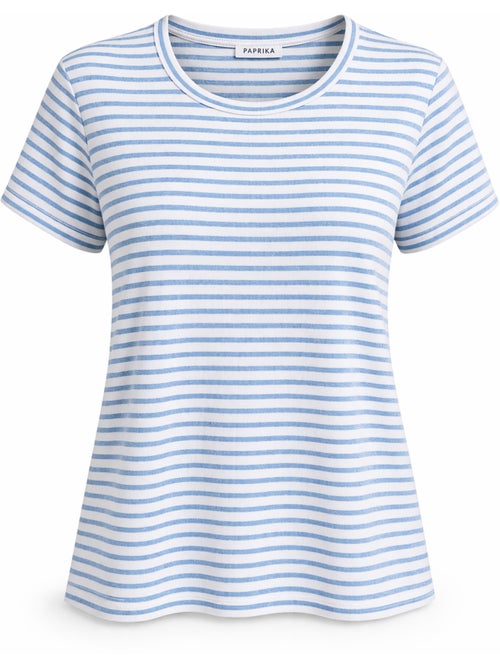 T-shirt en coton rayé avec lurex PAPRIKA - Kiabi