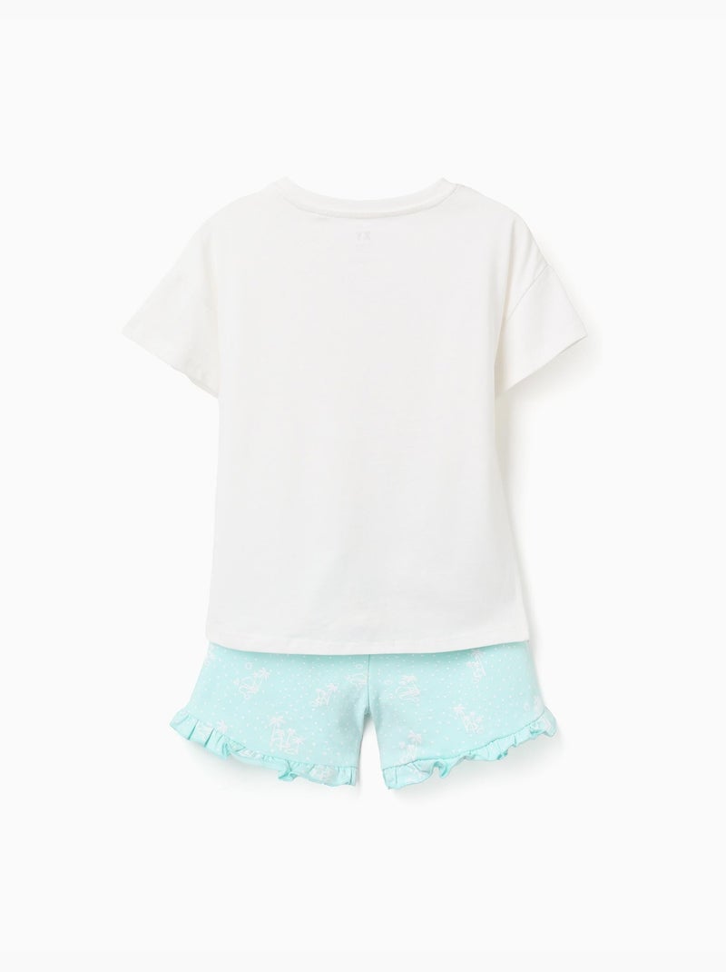 T-shirt en coton + short avec imprimé palmiers Blanc - Kiabi