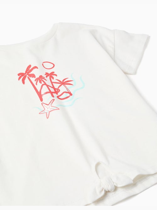 T-shirt en coton + short avec imprimé palmiers - Kiabi
