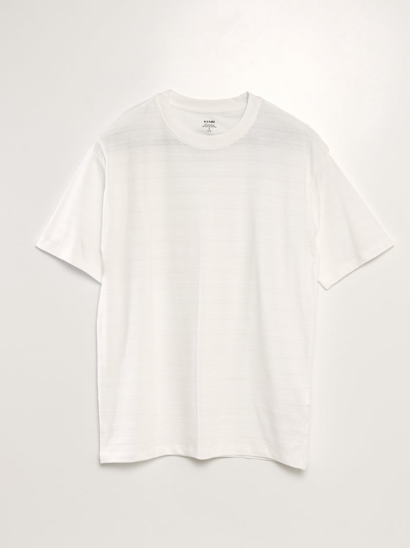 T-shirt en coton texturé blanc - Kiabi