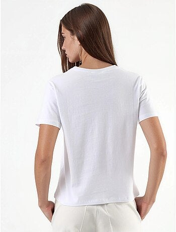 T-shirt en coton uni à col rond busem