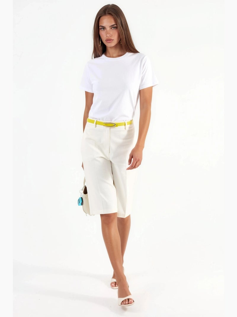 T-shirt en coton uni à col rond busem Blanc - Kiabi