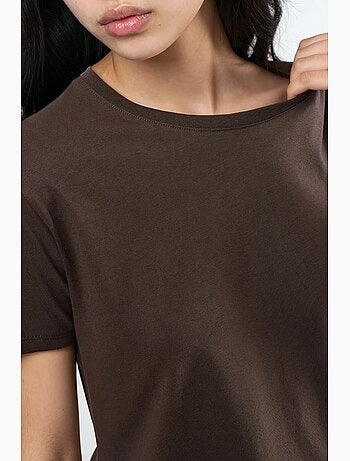T-shirt en coton uni à col rond busem