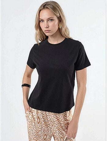 T-shirt en coton uni à col rond busem