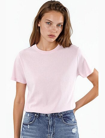 T-shirt en coton uni à col rond busem