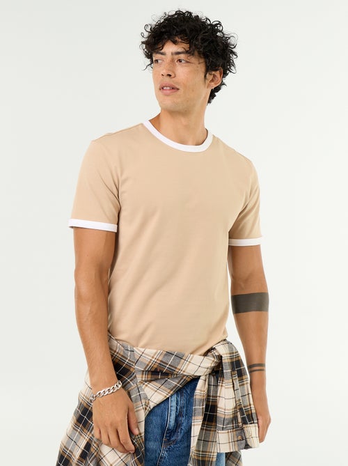 T-shirt en coton uni à col rond homme - Kiabi