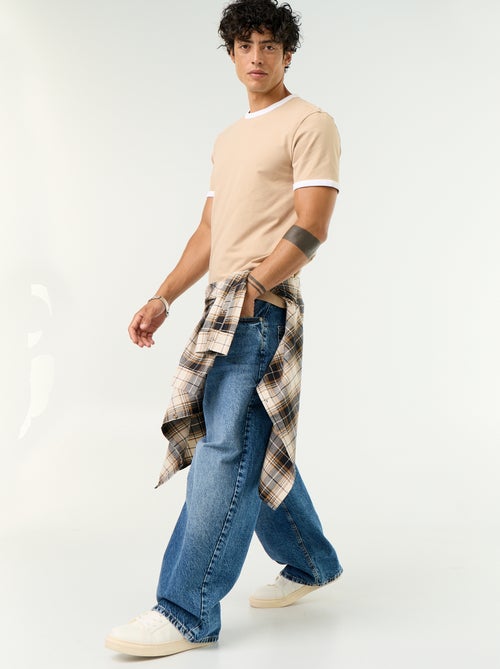 T-shirt en coton uni à col rond homme - Kiabi