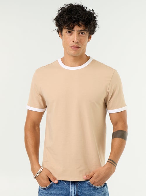 T-shirt en coton uni à col rond homme - Kiabi