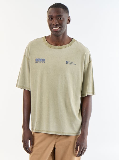T-shirt en coton uni à col rond homme - Kiabi
