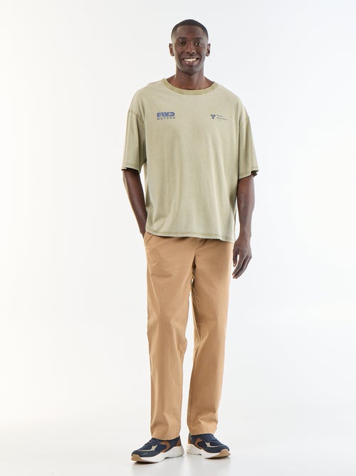 T-shirt en coton uni à col rond homme - Kiabi