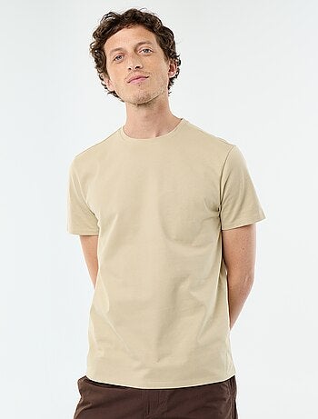 T-shirt uni en coton pour homme à col rond
