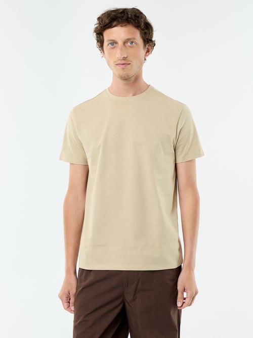 T-shirt en coton uni à col rond pour homme - Kiabi