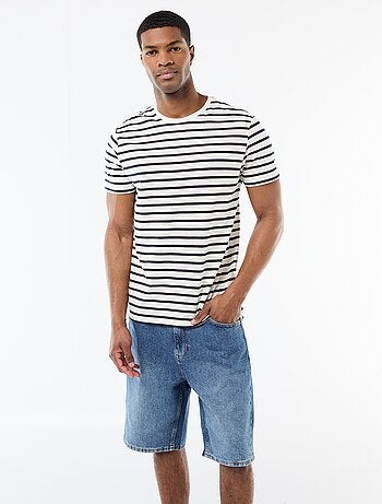 T-shirt en coton uni à col rond pour homme