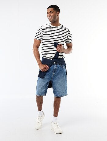 T-shirt en coton uni à col rond pour homme