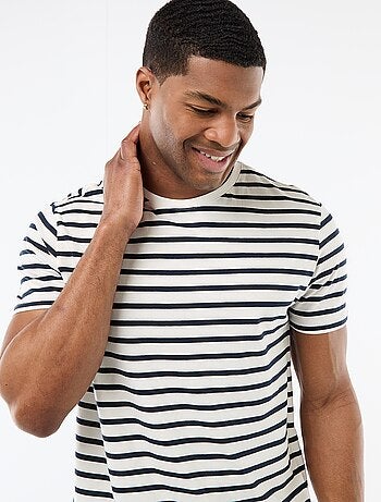 T-shirt en coton uni à col rond pour homme
