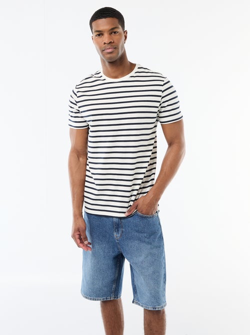 T-shirt en coton uni à col rond pour homme - Kiabi