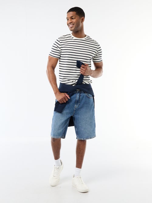T-shirt en coton uni à col rond pour homme - Kiabi