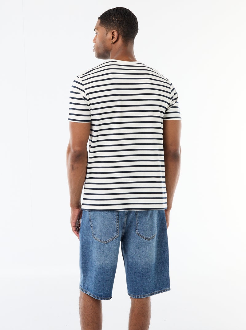 T-shirt en coton uni à col rond pour homme Blanc - Kiabi