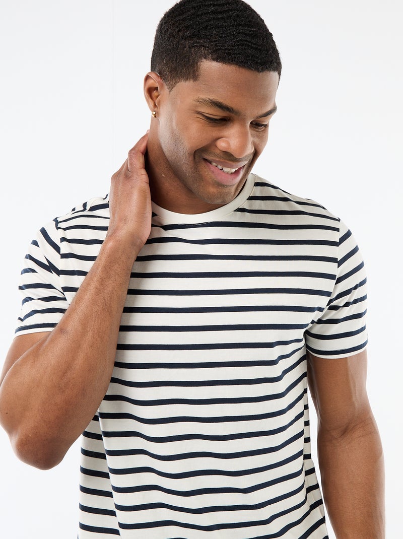 T-shirt en coton uni à col rond pour homme Blanc - Kiabi
