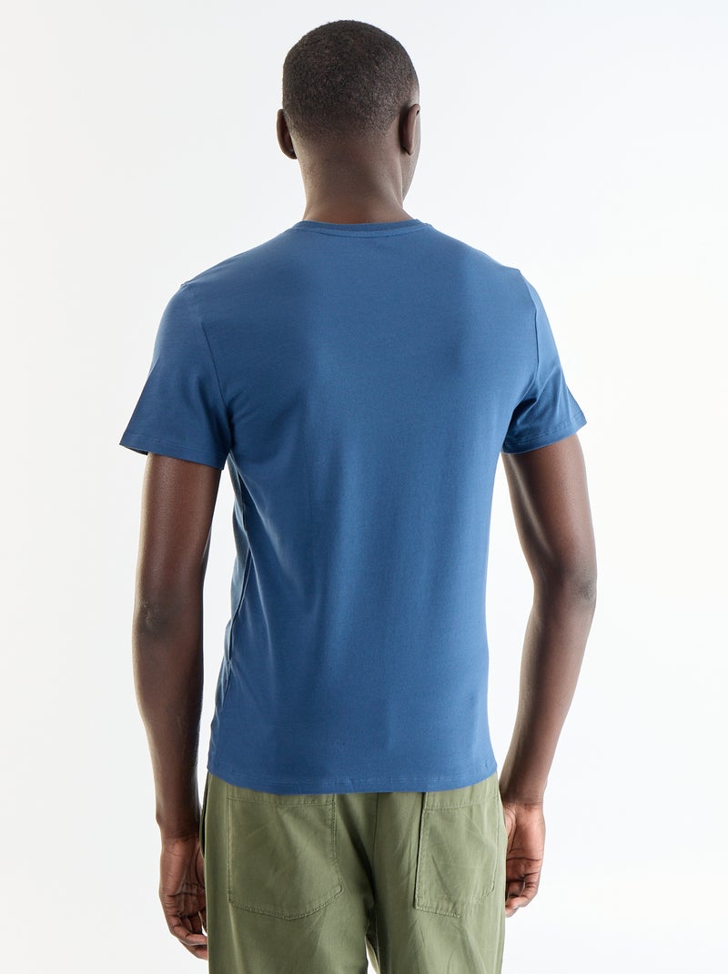 T-shirt en coton uni à col rond pour Homme Bleu - Kiabi