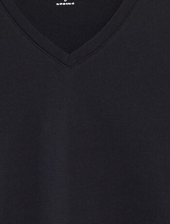 T-shirt homme uni en coton à col V