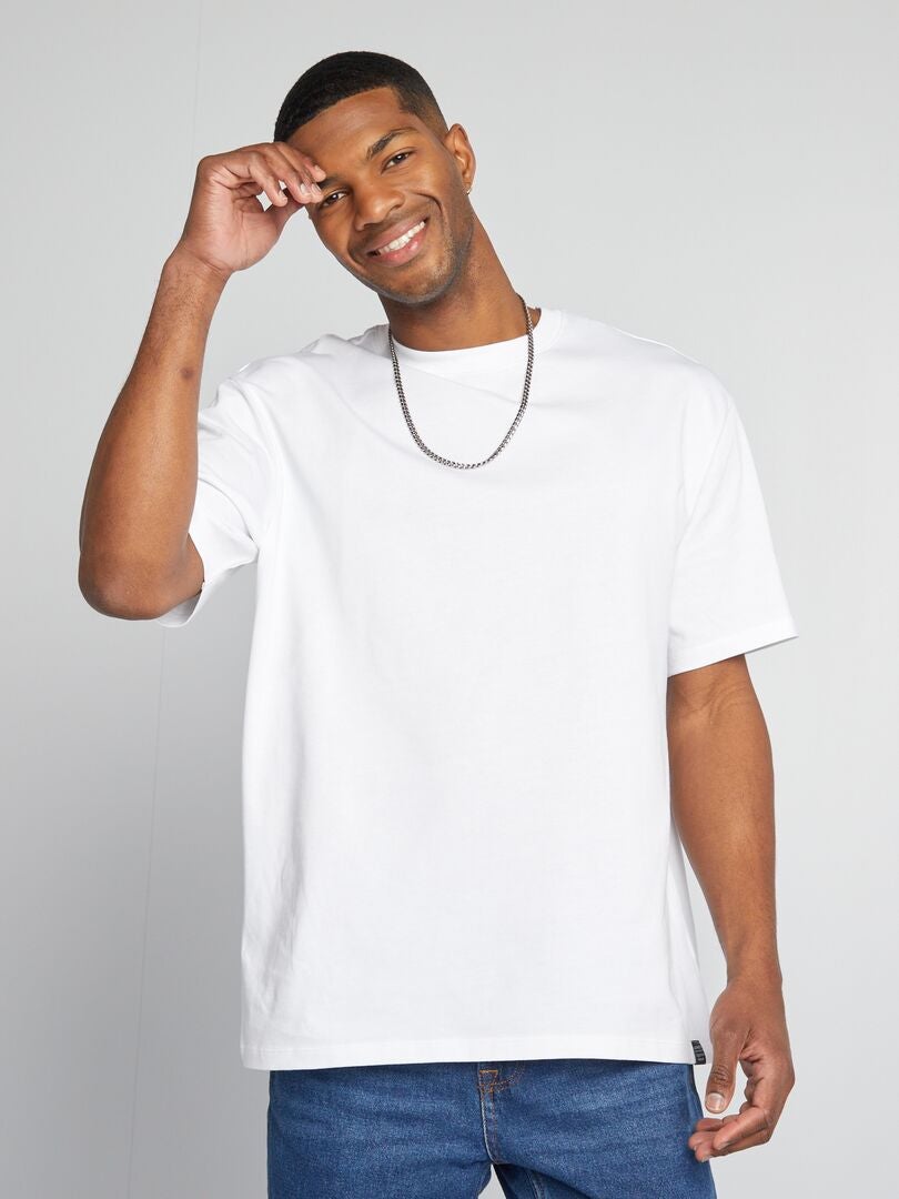 T-shirt en coton uni blanc - Kiabi